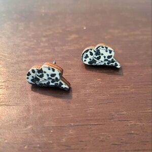 Cowgirl Hat Cow Print Earrings ( Studs)